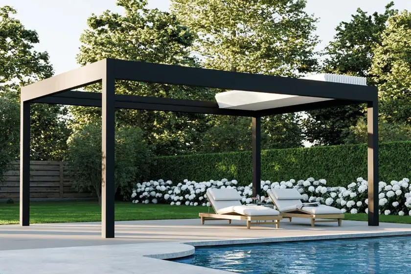 Deponti Pinela Deluxe Plus: Terrassenüberdachung mit seitlich verschiebbaren Lamellen